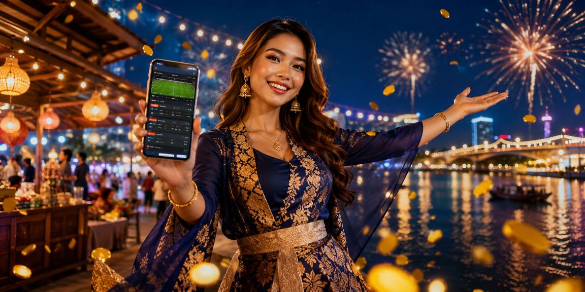Pengguna Malaysia menggunakan aplikasi kasino dalam talian 675nk dengan telefon pintar bergaya moden
