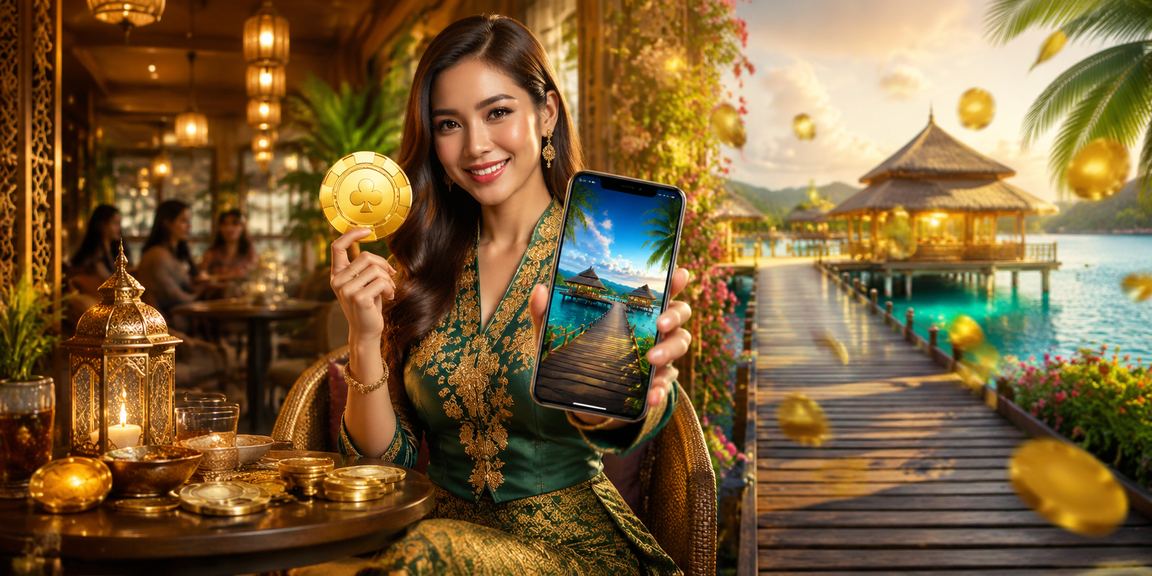 Banner bonus deposit sempena Hari Raya dengan tema merah dan emas Malaysia