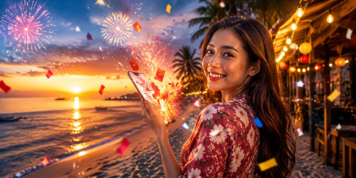 Sampul merah bonus Malaysia gaya tempatan dengan elemen budaya yang meriah
