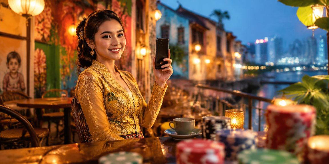 Promosi cashback bonus roulette bergaya Malaysia di Penang dengan pakaian kebaya tradisional
