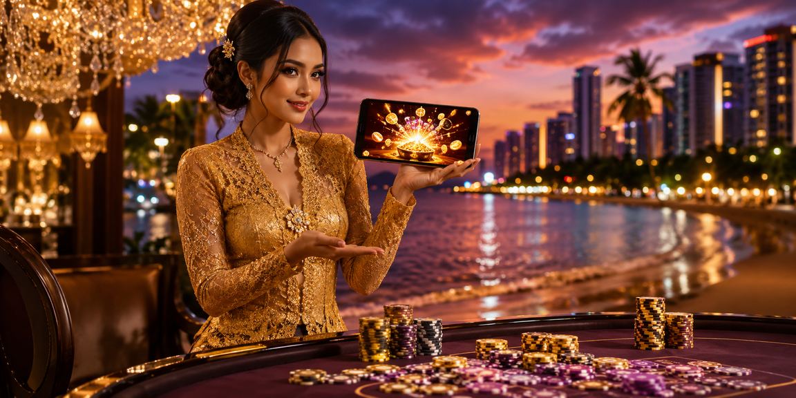 Permainan slot kasino dalam talian bergaya Penang dengan pakaian kebaya tradisional Malaysia